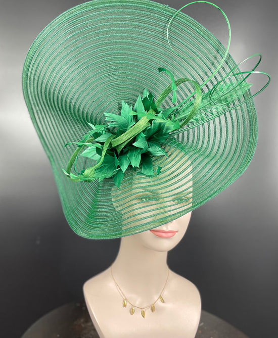 Green Ascot Fascinator Hat: Kentucky Derby, Tea Party Wedding