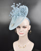 Powder Blue Sinamay Fascinator: Feather Flower Kentucky Derby Hat