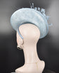Powder Blue Sinamay Fascinator: Feather Flower Kentucky Derby Hat