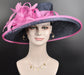 Navy Sinamay Kentucky Derby Hat: Hot Pink Feather Flower Wide Brim