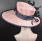 Blush Pink Sinamay Kentucky Derby Hat: Navy Feather Ascot Hat