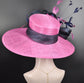 Sinamay Kentucky Derby Hat: Navy & Hot Pink Feather Ascot Hat