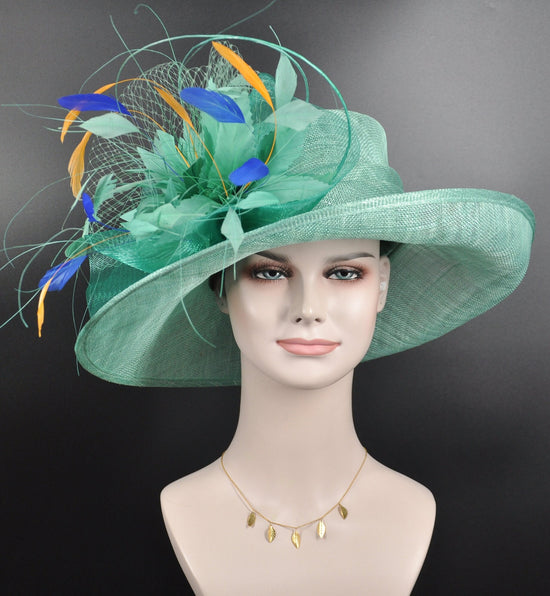 Sinamay Kentucky Derby Hat: Feather Flower, Ascot Style