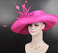 Fuchsia Pink Kentucky Derby Hat: Wide Brim Sinamay Wedding Ascot Hat