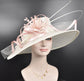 Ivory & Blush Pink Derby Hat: Feather Flower Tea Party Hat