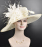 Ivory Feather Flower Sinamay Derby Hat: Royal Ascot Tea Party