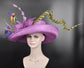 Purple Gold Royal Blue  Wide Brim Kentucky Derby Hat, Ascot Hat for Wedding & Tea Party, Garden Party Hat, Mother of the Bride, Church