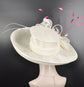 Ivory Sinamay Kentucky Derby Hat: Wide Brim Wedding Church Hat
