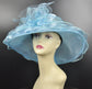 Blue Organza Kentucky Derby Hat: Medium Brim Wedding Church Hat