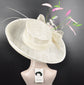 Wide Brim Sinamay Hat, Kentucky Derby Hat, Church hat, Tea Party Hat, Custom hat, Formal Hat, Fashion Hat Ivory/off White  Oaks Day Hat