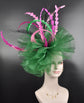 Fascinator Hat Church Kentucky Derby Hat Tea Party Wedding Easter Day Hat Royal Ascot Horse Race Oaks day hat  Hat Kelly Green w Pink
