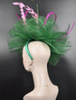 Fascinator Hat Church Kentucky Derby Hat Tea Party Wedding Easter Day Hat Royal Ascot Horse Race Oaks day hat  Hat Kelly Green w Pink