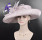 Wide Brim Sinamay Kentucky Derby Hat: Lilac & Purple Feathered Tea Party Hat