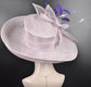 Wide Brim Sinamay Kentucky Derby Hat: Lilac & Purple Feathered Tea Party Hat