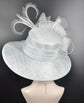 Powder Blue Sinamay Kentucky Derby Hat: Wide Brim Feathered Tea Party Hat