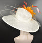 Wide Brim Sinamay Kentucky Derby Hat: Feather Flower Quills