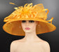 Orange Sinamay Kentucky Derby Hat: Feather Flower Tea Party Wedding