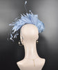Powder Blue Silk Flower Fascinator Hat: Goose & Rooster Feathers