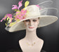 Wide Brim Sinamay Derby Hat: Feather Flower Royal Ascot Hat