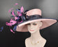 Church  Kentucky Derby Hat Carriage Tea Party Wedding Wide Brim Woman’s Royal Ascot Hat in Solid Sinamay Hat Blush Pink Navy blue Hot Pink