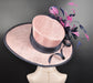 Church  Kentucky Derby Hat Carriage Tea Party Wedding Wide Brim Woman’s Royal Ascot Hat in Solid Sinamay Hat Blush Pink Navy blue Hot Pink