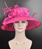 Fuchsia Sinamay Kentucky Derby Hat: Wide Brim Feather Ascot Hat