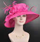 Fuchsia Sinamay Kentucky Derby Hat: Wide Brim Feather Ascot Hat