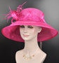 Fuchsia Sinamay Kentucky Derby Hat: Wide Brim Feather Ascot Hat