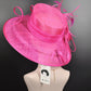 Fuchsia Sinamay Kentucky Derby Hat: Wide Brim Feather Ascot Hat