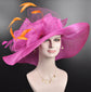 Oversize Brim Kentucky Derby Hat, Church Hat, Wedding Hat, Easter Hat,Tea Party Hat Wide Brim Sinamay Hat Carriage Hat Fuchsia Pink w Orange