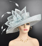 Church, Kentucky Derby Hat ,Carriage, Tea Party, Wedding, Wide Brim Sinamay Hat, Royal Ascot Hat, Horse Race Hat, Oaks day hat Powder Blue
