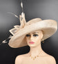 Wide Brim Sinamay Kentucky Derby Hat: Champagne Wedding Ascot Hat