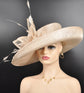 Wide Brim Sinamay Kentucky Derby Hat: Champagne Wedding Ascot Hat