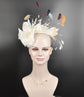 Ivory Silk Flower Fascinator: Feather Kentucky Derby Wedding Hat