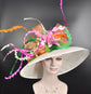 Wide Brim Sinamay Derby Hat: Lily Flower Tea Party Wedding Hat