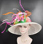 Wide Brim Sinamay Derby Hat: Lily Flower Tea Party Wedding Hat