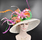 Wide Brim Sinamay Derby Hat: Lily Flower Tea Party Wedding Hat
