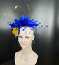 Royal Blue & Gold Flower Fascinator: Kentucky Derby Hat