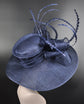 Navy Blue Feather Kentucky Derby Hat: Royal Ascot Wedding Party Hat