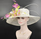 Wide Brim Sinamay Derby Hat: Feather Flower Kentucky Oaks Hat