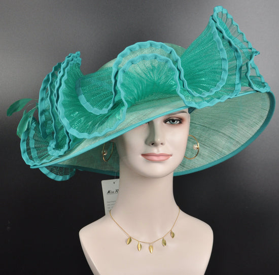 Church Kentucky Derby Hat Carriage Tea Party Wedding Wide Brim Woman&