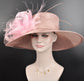 Wide Brim Sinamay Kentucky Derby Hat: Pink Flower Church Wedding Hat