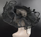 Black Sinamay Kentucky Derby Hat: Feathered Tea Party Fashion Hat