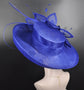 Church, Kentucky Derby Hat ,Carriage, Tea Party, Wedding, Wide Brim Sinamay Hat, Royal Ascot Hat, Horse Race Hat, Oaks day hat Royal Blue