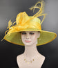 Lime Green Sinamay Kentucky Derby Hat: Wide Brim Feathered Tea Party Hat