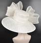 White Sinamay Derby Hat: Wide Brim Royal Ascot Wedding Hat