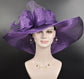 Purple Sinamay Kentucky Derby Hat: Wide Brim Wedding Church Hat
