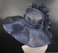 Navy Blue Sinamay Kentucky Derby Hat: Jumbo Silk Flower Wide Brim