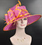 Sinamay Derby Hat: Hot Pink & Orange Wide Brim Ascot Hat