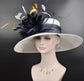 Wide Brim Sinamay Derby Hat: Feather Flower, Royal Ascot Style